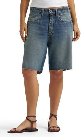 Lee Darted Slouch Distressed Raw Hem Denim Bermuda Shorts in Heavy Rainfall at Nordstrom, Size 26