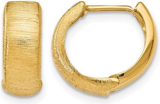 Diamond2Deal 14K Yellow Gold Polished and Textured Hinged Hoop Earrings