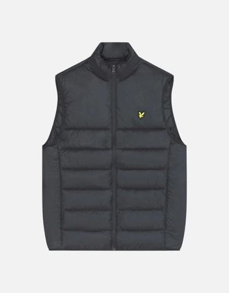 Lyle & Scott Mens Lyle & Scott Branded Logo Gunmetal Grey Wadded Gilet Jacket - Black - Size: 38/Regular