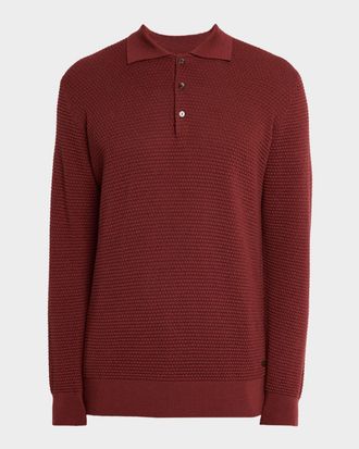 Eton Men & apos;s Merino Wool Popcorn Stitch Polo Sweater