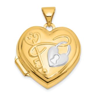 Diamond2Deal 14k Gold Lock and Key Reverses to YOU HOLD THE KEY TO MY HEART Locket