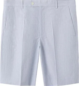 Mango Slim Fit Cotton Blend Bermuda Shorts in Sky Blue at Nordstrom, Size 32