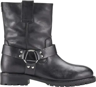 Cosmoparis Schoenen, Dames, Zwart, 38 EU, Platte Bikerlaars met Zilveren Details