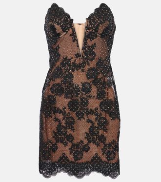 Self Portrait Embellished lace bustier dress