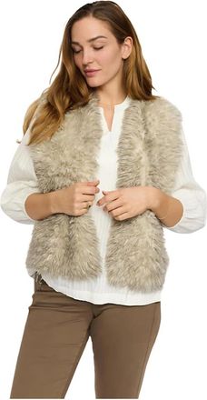 2-Biz Nep Lamsvacht Saxo Vest - Zand Melange - Dames - Bodywarmers - Beige - ONE Size - Polyester - Jassen