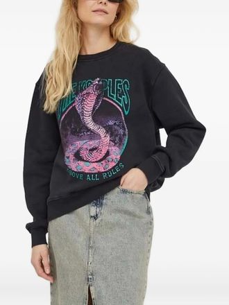 The Kooples printed long-sleeve sweatshirt - women - Cotton - 40 - Black