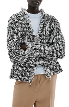 Mango Cotton Blend Tweed Jacket in Black at Nordstrom, Size X-Small