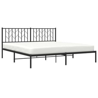 Berkfield Home Metal Bed Frame without Mattress with Headboard Black 183x213cm | Size: 183x213 cm