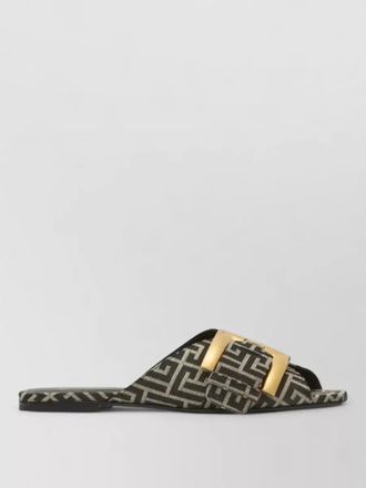 Balmain jacquard flat sandals