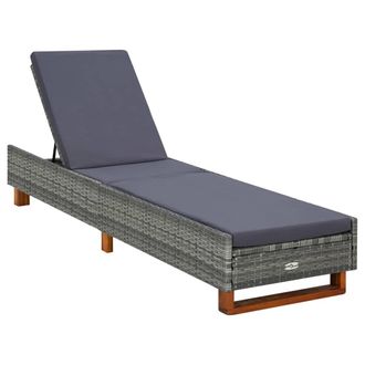 vidaXL Tumbona Con Coj&iacute;n De Rat&aacute;n Sint&eacute;tico Gris Vidaxl