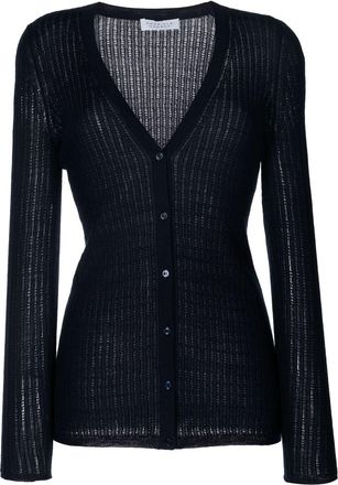 Gabriela Hearst ribbed-knit cardigan - women - Cashmere/Silk - M - Blue