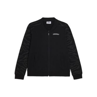 Freddy Felpa Zip con Collo Bomber e Motivo Grafico