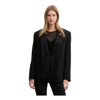 Pinko Pinko, Jassen, Dames, Zwart, M, Polyester, Enkelrijig Blazer