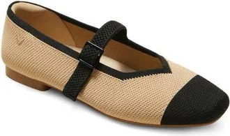Vivaia Margot Mary-Jane Square-Toe Ballet Flats in Nude Peach And Black at Nordstrom, Size 8.5