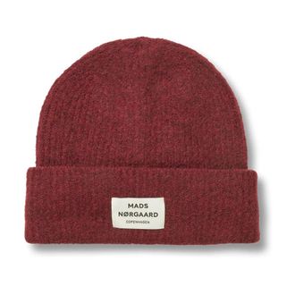 Mads Norgaard Gebreide Muts Wijn - Dames - Hoeden - Rood - ONE Size - Wol - Accessoires