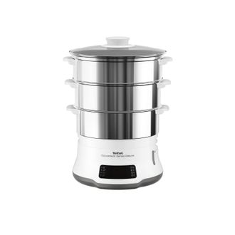 T-fal Vc502d10 Convenient Deluxe Vaporiera Elettrica, 8 Programmi, Touch Screen, 3 Livelli, Acciaio Inox - Tefal