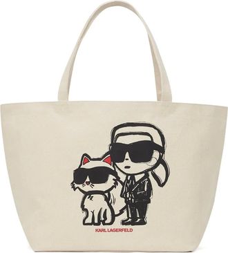 Karl Lagerfeld Ikon Karl & Choupette tote bag - women - Recycled Cotton/Cotton - OS - White