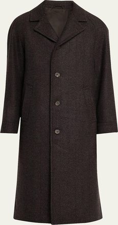 Anderson & Sheppard Mens Herringbone Wool Overcoat