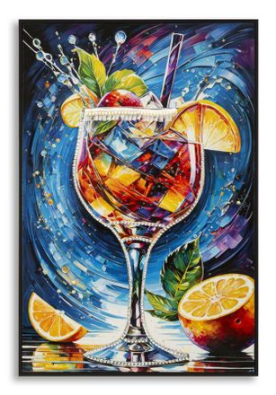 Mauro Ferretti L&aacute;mina Decorada Sobre Tela Lacada Con Marco Cocktail -b- Cm 62x3,5 X92