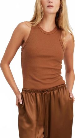 SPRWMN Rib Racer Front Tank Top In Chestnut