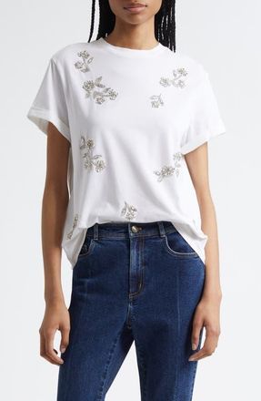 Cinq &agrave; Sept Rhinestone Vines T-Shirt in White at Nordstrom, Size Small