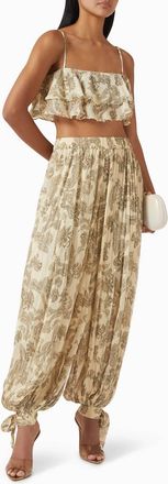 Hemant & Nandita Ruffle Top And Harem Pant Set In Multi