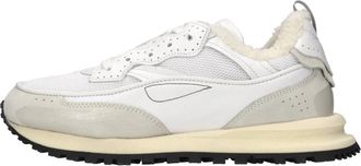 Hidnander Leren en Stoffen Sneakers - Dames - Sneakers - Wit - 36 EU - Leer - Schoenen