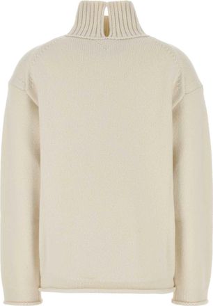 Bottega Veneta Womens Collo Sweater White Cashmere