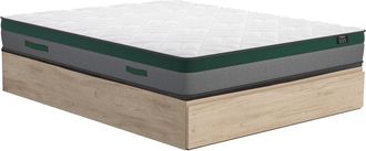 Vente-Unique Conjunto de somier con arc&oacute;n de 140 x 190 cm con caj&oacute;n de madera clara + colch&oacute;n de muelles ensacados de 22 cm de espesor - PRESTIGE de YSM&Eacute;E