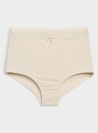 Miiyu Womens Lace trim stretch high-waist boyshort Organic cotton