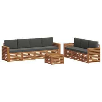 vidaXL Juegos De Sof&aacute;s Con Coj&iacute;n 8 Pcs Natural Y Antracita Vidaxl