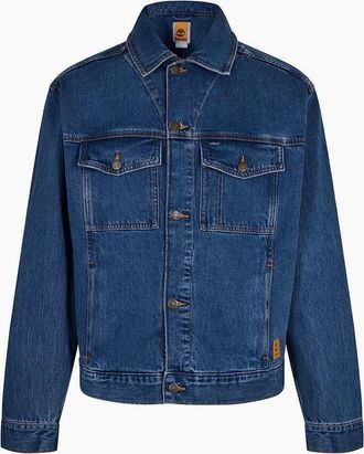 Timberland Mens Denim Jacket Solid Patterned with Chest Pocket - Blue - Size: 38/Regular