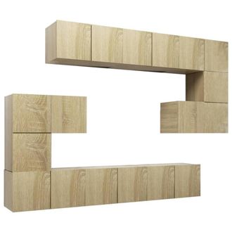 Berkfield Home 10 Piece TV Cabinet Set Sonoma Oak Engineered Wood in Light Brown