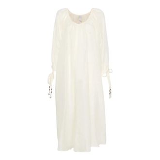 120% Lino 120% Lino, Summer Dresses, female, White, Size: XL Long Linen and Cotton Dress