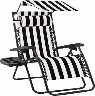 Best Choice Products 30 Extra Wide Folding Zero Gravity Patio Lounge Chair w/Adjustable Canopy Shade