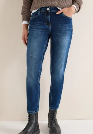 Cecil Slim-fit-Jeans CECIL Style Scarlett, Damen, Gr. 25, L&auml;nge 32, mid blau wash, Denim/Jeans, Obermaterial: 78% Baumwolle, 20% Polyester, 2% Elasthan. Fut