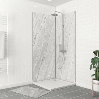 Aurlane Pannelli da parete del pacchetto + profilo angolare nero Matt + 2 profili di finitura nera Matt - 120x90x210 - Ice Lunar 120