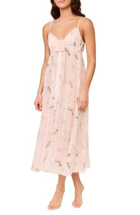 Rya Collection Floral Print Nightgown & Choker in Blush Whitebell at Nordstrom, Size X-Small