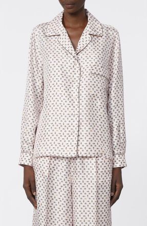 Max Mara Disco Monogram Paisley Pajama Shirt in Pink at Nordstrom, Size 10