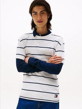 Tommy Hilfiger Textured Stripe Crew Neck T-Shirt