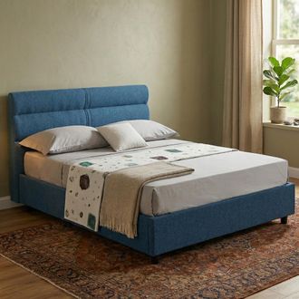 Dmora Cama De Plaza Y Media Brinzio, Colch&oacute;n Incluido, Funda Extra&iacute;ble Made In Italy, Con Contenedor, Azul