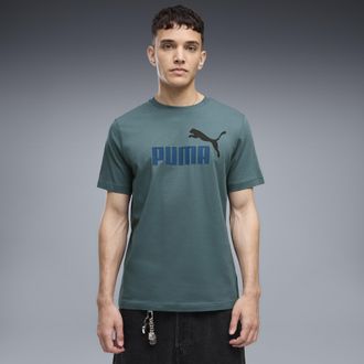 Puma T-shirt con logo bicolore Essentials N. 1 da uomo, Abbigliamento, Verde, XXL