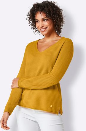 Cr&eacute;ation L Kaschmirpullover CREATION L PREMIUM Kaschmir-Pullover, Damen, Gr. 36/38, gelb (ocker), 100% Kaschmir, unifarben, Pullover Kaschmirpullover