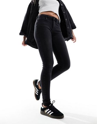 Only Only blush mid waist skinny jeans in black