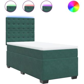 vidaXL Vidaxl - Cama Box Spring Con Colch&oacute;n Terciopelo Verde Oscuro 90x190 Cm