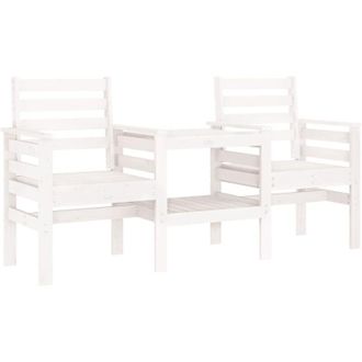 vidaXL Vidaxl - Panca Giardino con Tavolino 2 Posti Bianco Legno Massello Pino