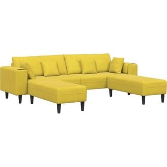 vidaXL Vidaxl - Sofá de terciopelo con cojín 3 pcs Amarillo 208 cm Terciopelo