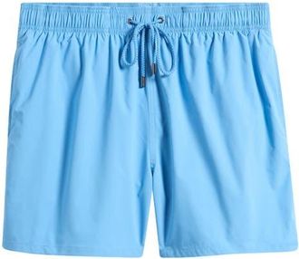 Bugatchi Zane Mid Length Print Swim Trunks in Classic Blue at Nordstrom, Size Xx-Large