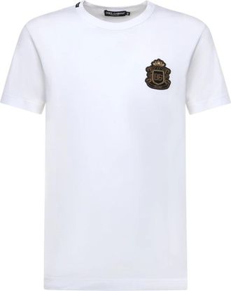 Dolce & Gabbana T-shirt met heraldisch embleem - Heren - T-shirts - Wit - 3XL - Katoen - Tops