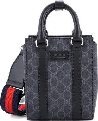 Gucci Convertible Web Open GG Coated Canvas Mini tote bag - Zwart